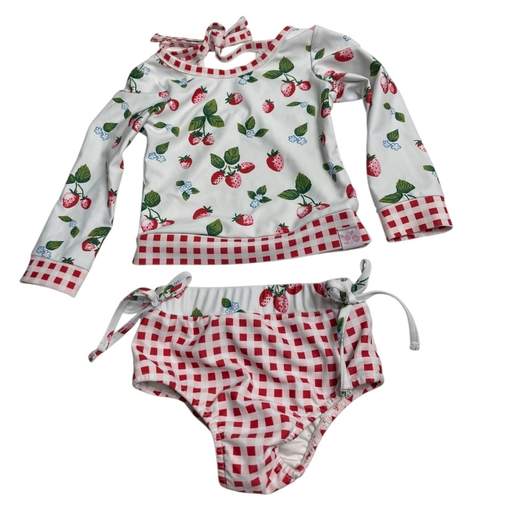 2-Piece Strawberry Rash Guard Swimsuit Infant 18m Baby Girl